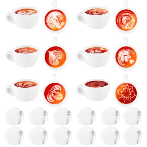 Immagine prodotto: Lyreh 12pz Mini Tazza Caffè, 6 Stili Tazze Caffè Miniatura Resina con 12 Piattini Piccoli Ciondoli Resina Bevande per Decorazioni Micro Paesaggi Portachiavi Creazione Orecchini