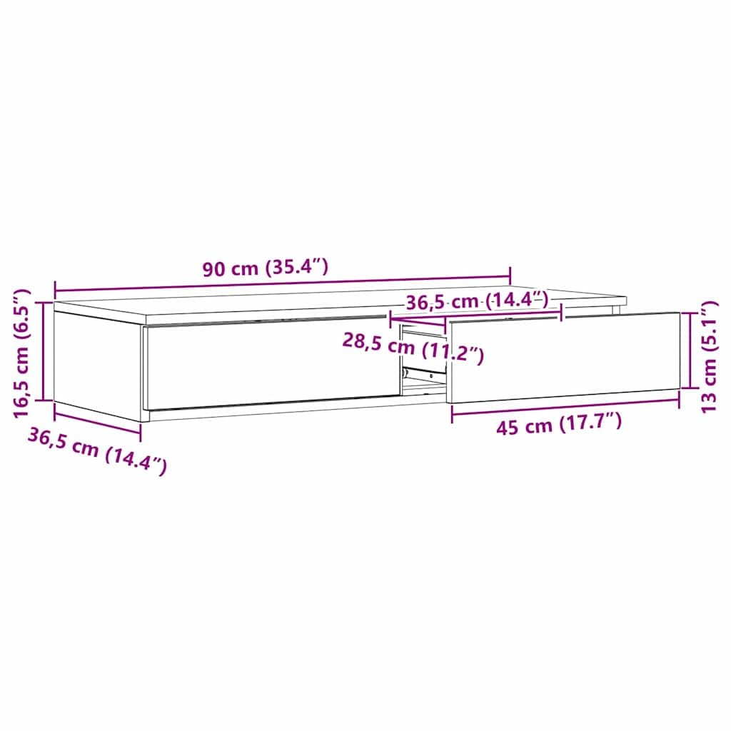 vidaXL Bettschubladen Artisan-Eiche 90 x 36,5 x 16,5 cm Holzwerkstoff