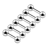KJM Fashion 6PCS Surgical Steel Straight Barbell 14 Gauge 1/4 6mm 4mm Ball Daith Helix Eyebrow Rook Earrings Rook Piercing Jewelry 6324