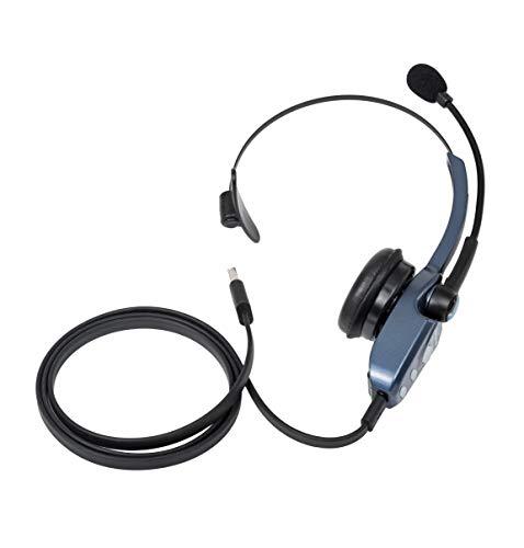 Image of BlueParrott B250-XTS Mono Bluetooth Wireless Headphones 91% Noise Canceling Over Head Trucker Headset with Mic, Lightweight Design with Adjustable Headband, 20 hrs. Talk Time, Blue