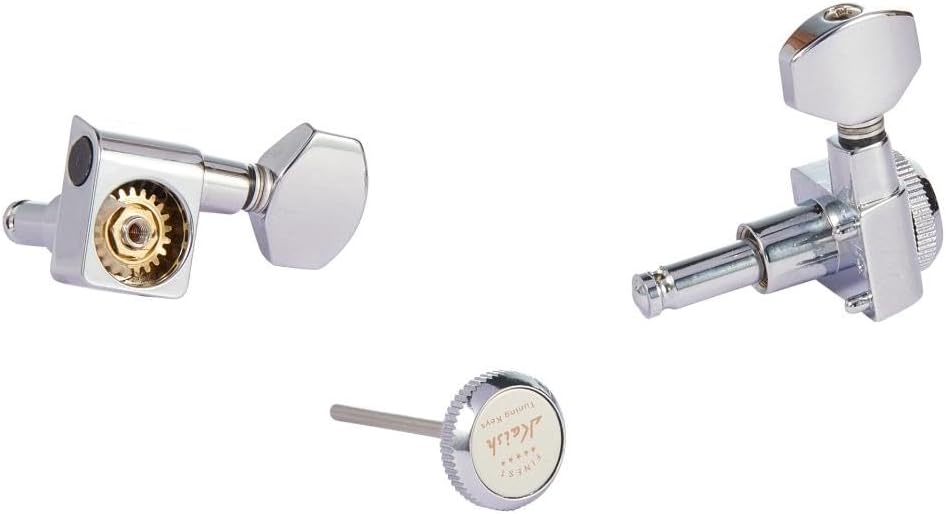KAISH 21:1 Dual Pin (No Screws) Locking Tuners 2 Pin Locking Tuning Keys Pegs Tuning Machine Heads fits for American Series Strat/Tele Guitars Contemporary Button Chrome