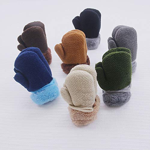 Toddler Baby Gloves Mittens with String Warm Winter Full Finger Ski Gloves2