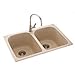 Swanstone KS02233LB.035 Solid Surface 1-Hole Drop in Double-Bowl Kitchen Sink, 33-in L X 22-in H X 10-in H, Arctic Granite