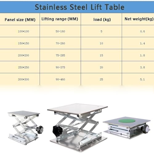 Table de levage manuelle inox pour ajuster la hauteur sans secousse