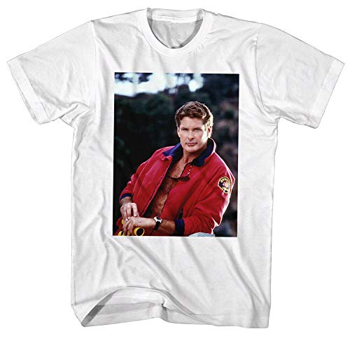 ZHANGLIANG Baywatch David Hasselhoff Mens T Shirt LA Beach Lifeguard TV Mitch Buchannon Top Men White M