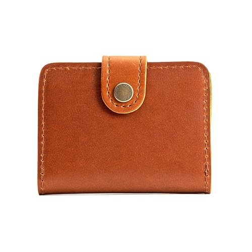 Portland Leather Goods Women's Mini Bifold Wallet – Slim, Palm-Sized Design with Secure Snap Closure, 2 Card Slots, 2 Cash Slots & Zippered Coin Pocket – Honey