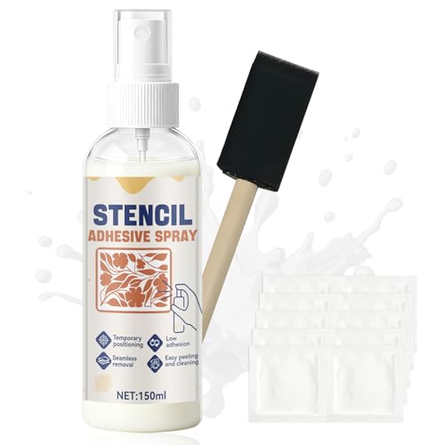Stencil Adhesive Spray Temporary Adhesive Spray Multi-Purpose Light Viscous Easy to Peel and Clean Seamless Removal for Templates Plastic Products Walls Canvas Wood Glass