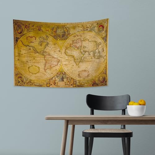 YONGFOTO 150x100cm Map Tapestry, World Map Tapestries Old Old Western