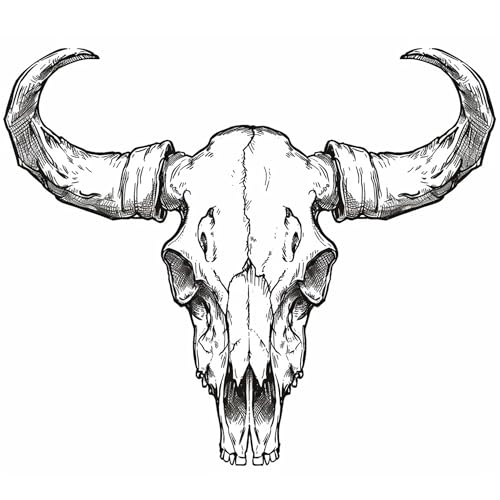 Dopetattoo 6 sheets Temporary Tattoos for Men and Women Buffalo Skull Sketch Bull Bones for Men Temporary tattoo for Women Neck Arm Chest for Woman