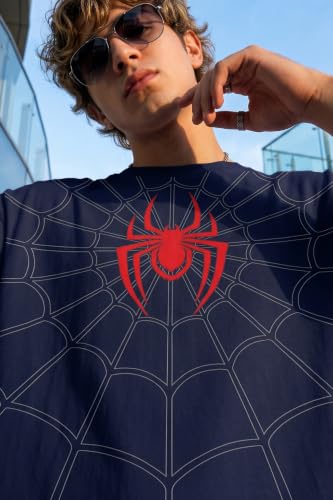 Image of Veirdo Men Spider-Man Printed Oversized T-Shirt