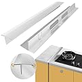 Stainless Steel Stove Gap Cover 2 Packs, 13.8"~27.6" Adjustable Kitchen Stove Counter Gap Cover for Level Surface, Heat Resistant Cooktop Trim Kit, Easy to Clear Stove Guard (Silver)
