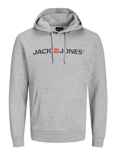JACK & JONES Herren Kapuzenpullover (Light Grey Melange, XL)