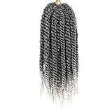 Grey Crochet Hair for Black Women 14 Inch 7 Packs Havana Twist Crochet Hair Pre Looped Jumbo Senegalese Twist Crotchet Braids Short Rope Twists (Tgrey)