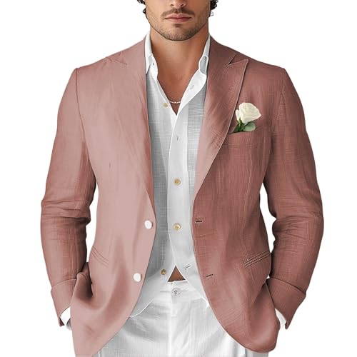 Men's Casual Linen Blazer Lightweight Sport Coat Regular Fit Formal Beach Wedding Groomsmen Jackets Suit 2025