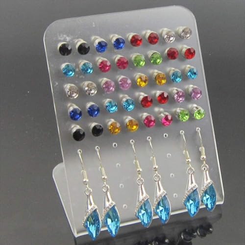 Image of Earrings Holder Acrylic Jewelry Display Rack Stud Earring Organizer for Woman Jewelry (72 Holes transparent pack of 4)