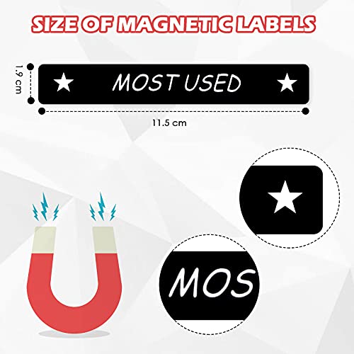 Image of Tenare Magnetic Tool Box Labels, 66 Pcs Toolbox Drawer Labels for Steel Chests, 4.5 x 0.75 Inch Organizer Magnets for Cabinets and Garage Storage(Black)
