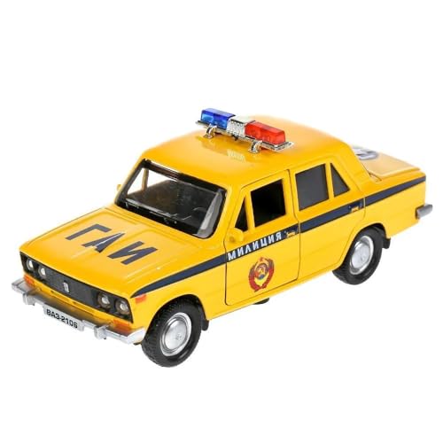 Image of DEUSON ECOM 1:24 Scale Police Toy Car for Kids Diecast Metal Cars Model Police Car Russian Light Sound Pullback with Openable Doors