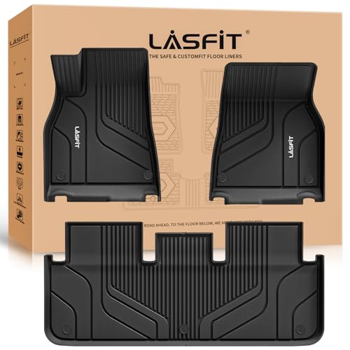LASFIT Premium Extra Thick Floor Mats Fit for Tesla Model S & Model S Plaid 2026 2025 2024 2023 2022 2021 Custom Fit TPE All Weather Floor Liners 1st & 2nd Front Rear Row Car Mats Black