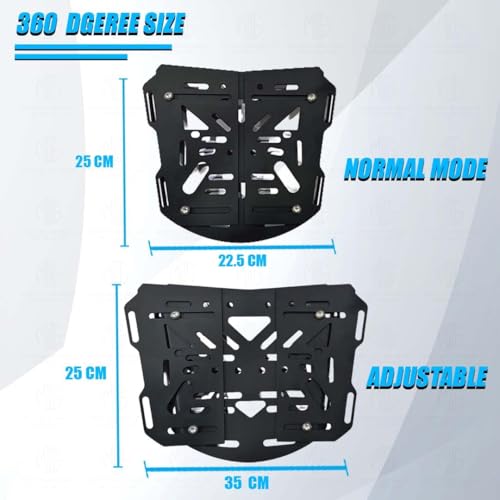 Image of Universal Bike Luggage Rack Top Base Plate | Adjustable Heavy-Duty Metal Mount | Fits All Motorcycles & Scooters | Easy Installation | Rear Carrier for Top Box & Bags
