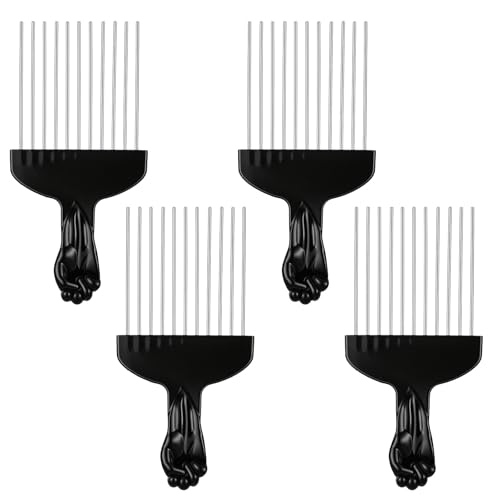 Set de 4 Peines Metal Afro Pick para Cabello Rizado miniatura 1