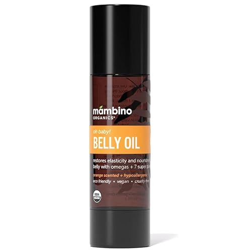 Mambino Organics Oh Baby! Aceite de vientre para mujeres embarazadas, aceite orgánico para estrías para embarazo, elasticidad de la piel posparto,