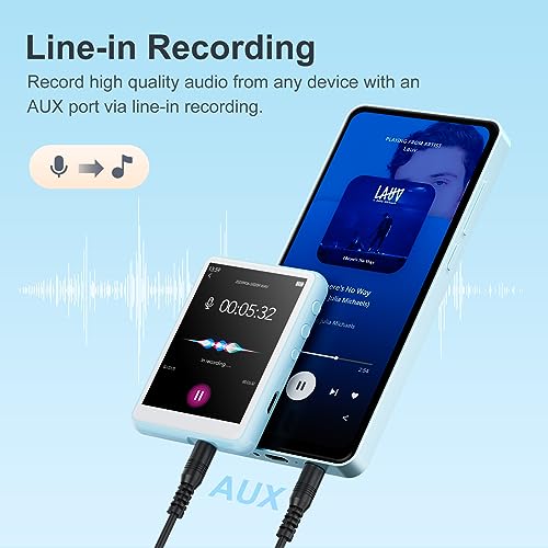 64GB MP3 Player with Bluetooth 5.0 - MECHEN 2.4" Full Touch Screen,Portable Digital HiFi Lossless Sound Music MP3 MP4 Player with Speaker,FM Radio,Line-in Recording,E-Book,Earphones Included. - Image 7