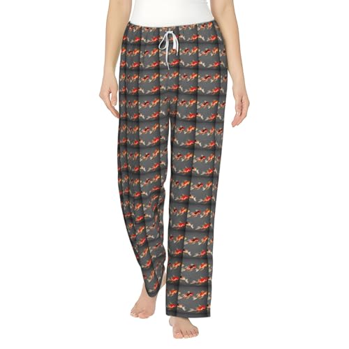 Pantalon de pyjama traditionnel femme à motif carpes koï, le cadeau de nuit confort pour l'hiver