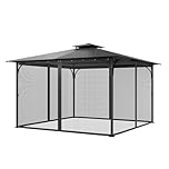 VEVOR Gazebo Netting Replacement, Fit Most 12 x 12 x 7.5 FT Gazebo Curtain, Outdoor Garden Net, 4-Panel Sidewall Mesh Net, Patio Midge Netting with Double Zipper, Canopy Screen (Netting Only)
