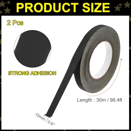 Image of MECCANIXITY 2Pcs Insulating Acetate Roll Cloth Adhesive Tape, 0.6in x 98ft Black Electrical Heat Resistant Fabric Tape for Laptop Electric Automotive Guitar Repair Wire Harness