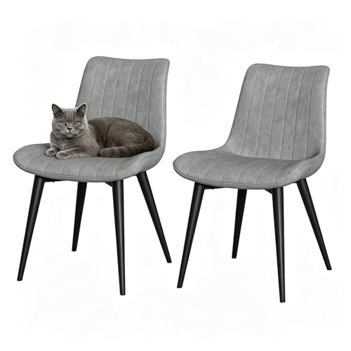 JMGJOY Chaises de Salle à Manger Lot de 2, Chaise de Cuisine Assise rembourrée en Similicuir Pieds en métal, Rétro, Max. 130 kg pour Salle à Manger Salon...