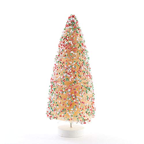 Factory Direct Craft Miniature Red and Green Beaded Bottle Brush Christmas Tree - Classic Holiday Bristle Sisal Tree (10