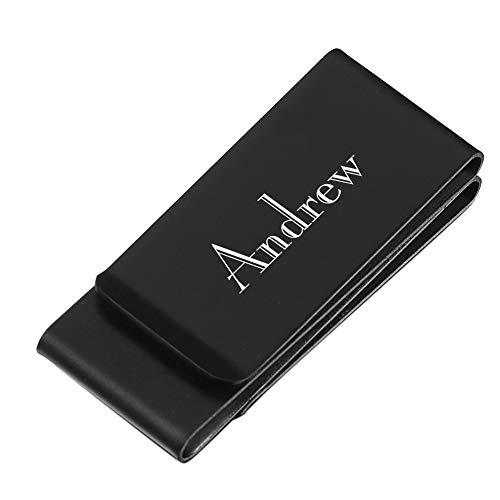 Visol Personalized Noble Double Fold Matte Black Money Clip with Free Laser Engraving