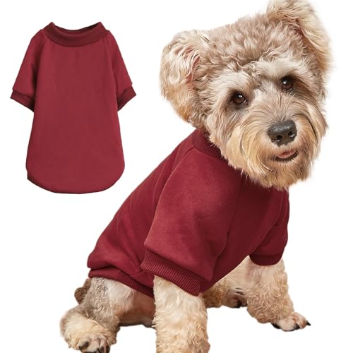 Image of Soft Puppy Sweater for Small Dogs Winter Knit Pullover, Wine XL | Elastic Cuffs Pet Clothes, Holiday Party Matching, Fall Winter Daily Outfit, Soft Breathable Machine Washable Sweatshirt