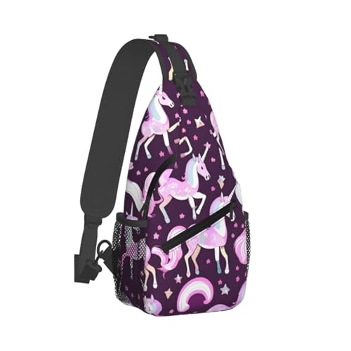 Mochila cruzada ligera con estampado unicornio negra miniatura 2