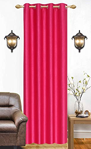 Image of Curtains 9 Feet Long for Living Room - Long Door Curtains Set 1 Pcs Panel, Solid Parda for Home Decor & Office Pink Colour 9 feet (48 x 108 Inch) - 1 Pcs