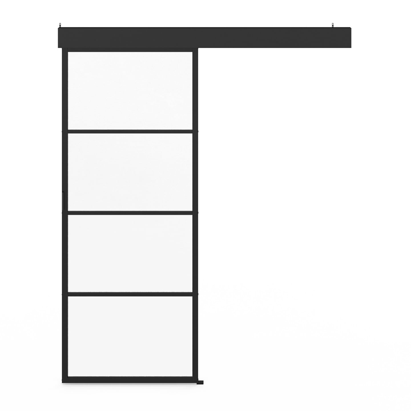 IDMarket - Kit de puerta corredera de cristal templado 83 cm de metal + MDF con riel y fijaciones