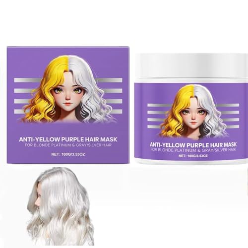 Mascarilla Capilar Morada Antiamarilleo para Cabello Rubio,Mascarilla Capilar Morada Antiamarilleo,Cuidado Capilar De NutricióN Intensa, Repara Y Fortalece El Cabello DañAdo, Restaurando Su Brillo