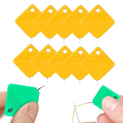 Image of Automatic Needle Threaders for Hand Sewing, 2025 Upgrade Embroidery Floss, Sewing Machine Needle Threader, Sewing Supplies Tool, Fits All Needle Sizes (10, Yellow)