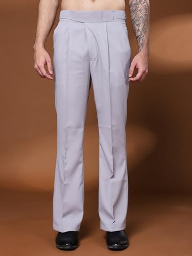 Image of Gurkha Pants for Men | Trouser for Men | Formal Pant | Classic Button | Bell Button High Waist Pleated Casual Trousers | Flared Leg Pants for Office Smart Casual Travel Party