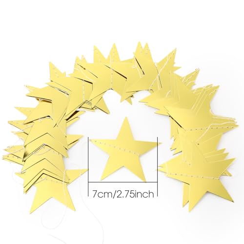 Image of Patelai 78 Feet Glitter Star Garland Banner 2026 Party Decoration Double Side Star Hanging String Streamer Paper Twinkle for Graduation Wedding Birthday (Gold and Pink)