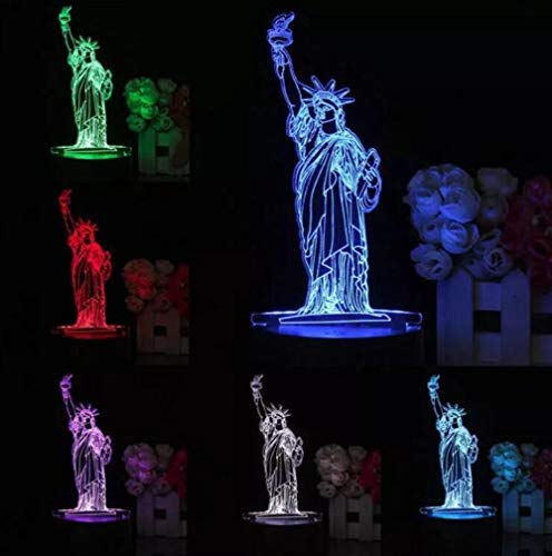 SUCAN 3D New York City Statue De La Liberté Touch Remote 7 Couleur Changement LED Table Night Lampe Lumière Cadeau