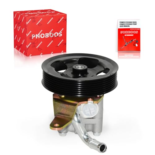 PHOBOOS Power Steering Pump Compatible with INFINITI 2008-2017 V6 3.5L/3.7L Models, with Outlet, Spacer & Pulley, Low Noise, High Durability, Smooth Steering,Ref. 21-394