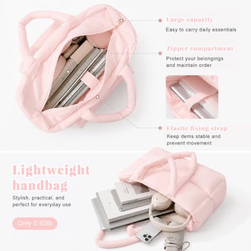 Image of PALAY Tote Bag for Woman Soft Lighweight Puffy Travel Handbag 15.6 inches Laptop Quilted Shoulder Hand Bags for Women