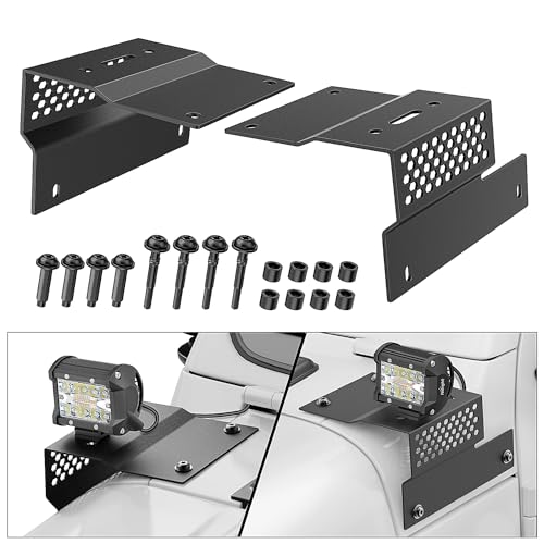 Image of Nilight 2PCS Cowl Pillar Windshield Mounting Brackets for Offroad LED Light Pod Work Light for 2018 2019 2020 2021 2022 2023 2024 2025 2026 Wrangler JL JLU Gladiator JT