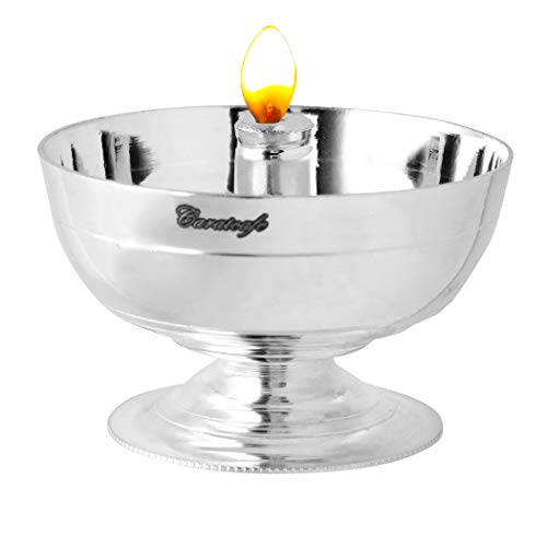 PRD CARATCAFE Pure Sterling Silver Akhand Diya Jyot/Deepam for Puja Diwali Mandir, Oil Lamps in 925 Precious Silver { NET WT 30 GMS}