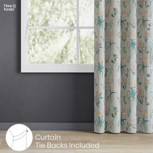 Image of haus & kinder Digital Printed Cotton Door Curtain 7 Feet Long Pack of 1 Door Curtain, 7 Feet Curtain for Door (Woodland Bloom, Light Pink 130x213 CM)