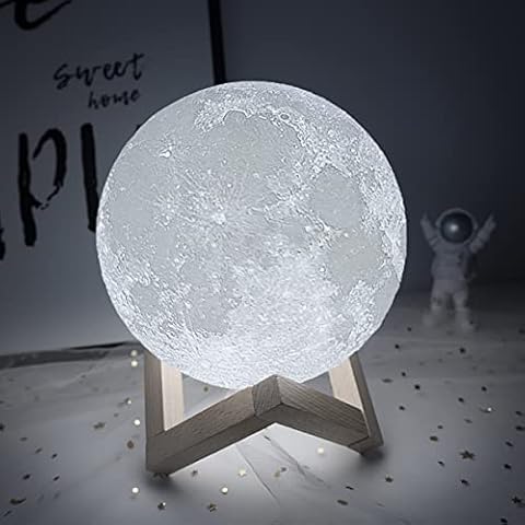 Balkwan Moon Lamp Moon Light Night Light for Kids Gift for Women USB Charging and Touch Control Brightness 3D Printed Warm and Cool White Lunar Lamp (7.1 inch) Cover