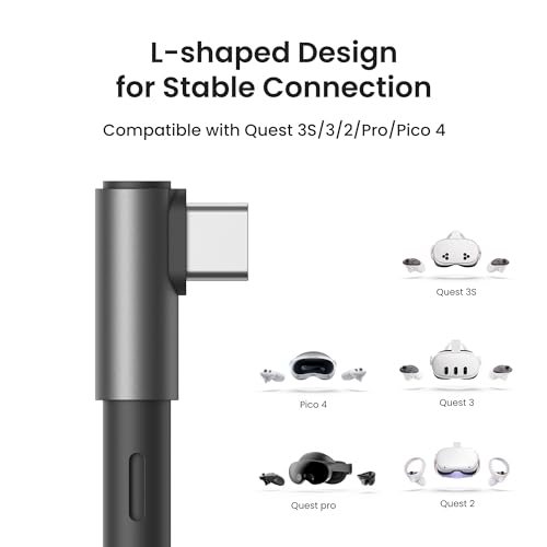 Image of KIWI design Link Cable with Charging 16FT Compatible with Meta Quest 3s Quest 3 Quest 2 /Pro /Pico 4 Accessories and PC /SteamVR, USB 3.0 to USB C Link Cable with 5Gbps Super Speed, for Extended Gameplay