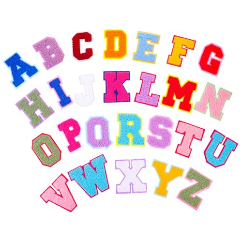 POPETPOP Parches de Letras Termoadhesivos Coloridos 26 Piezas Bordados para Planchar y Coser en Accesorios y Ropa, Ideales para Remendar Prendas Infantiles y Mochilas