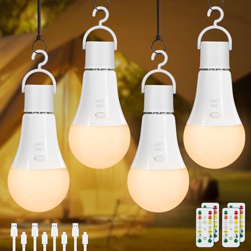 Dehobo Wiederaufladbare Glühbirne Mit Batterie - E27 Aufladbare Glühbirne Mit Fernbedienung - 7W Ladung Camping Lampe 3 Farben Dimmbare - Akku birne...